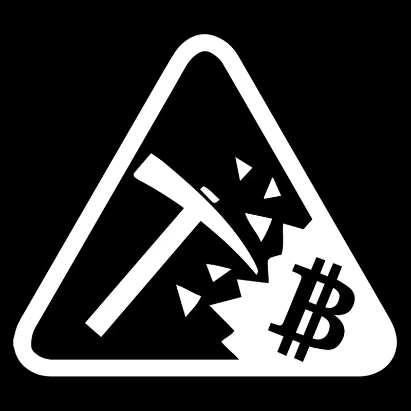 New Design Warns Bitcoin Mining Logo Car Sticker Fun Car Bumper Scratch Decorative Sticker PVC Decal, 16 Cm