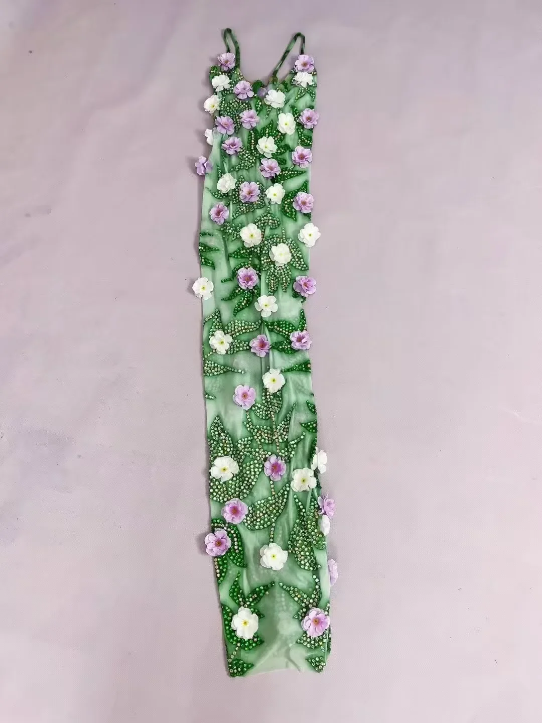 

Rhinestone Flower Dress Celebrate Birthday Photo Shoot Stage Perform Costume Evening Party Dress