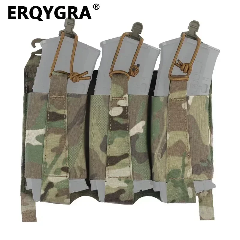 

ERQYGRA Tactical Triple Elastic Mag Pouch CS Wargame Shooting Molle System Accessories Gear Waist Bag Hunting Outdoor Equipment