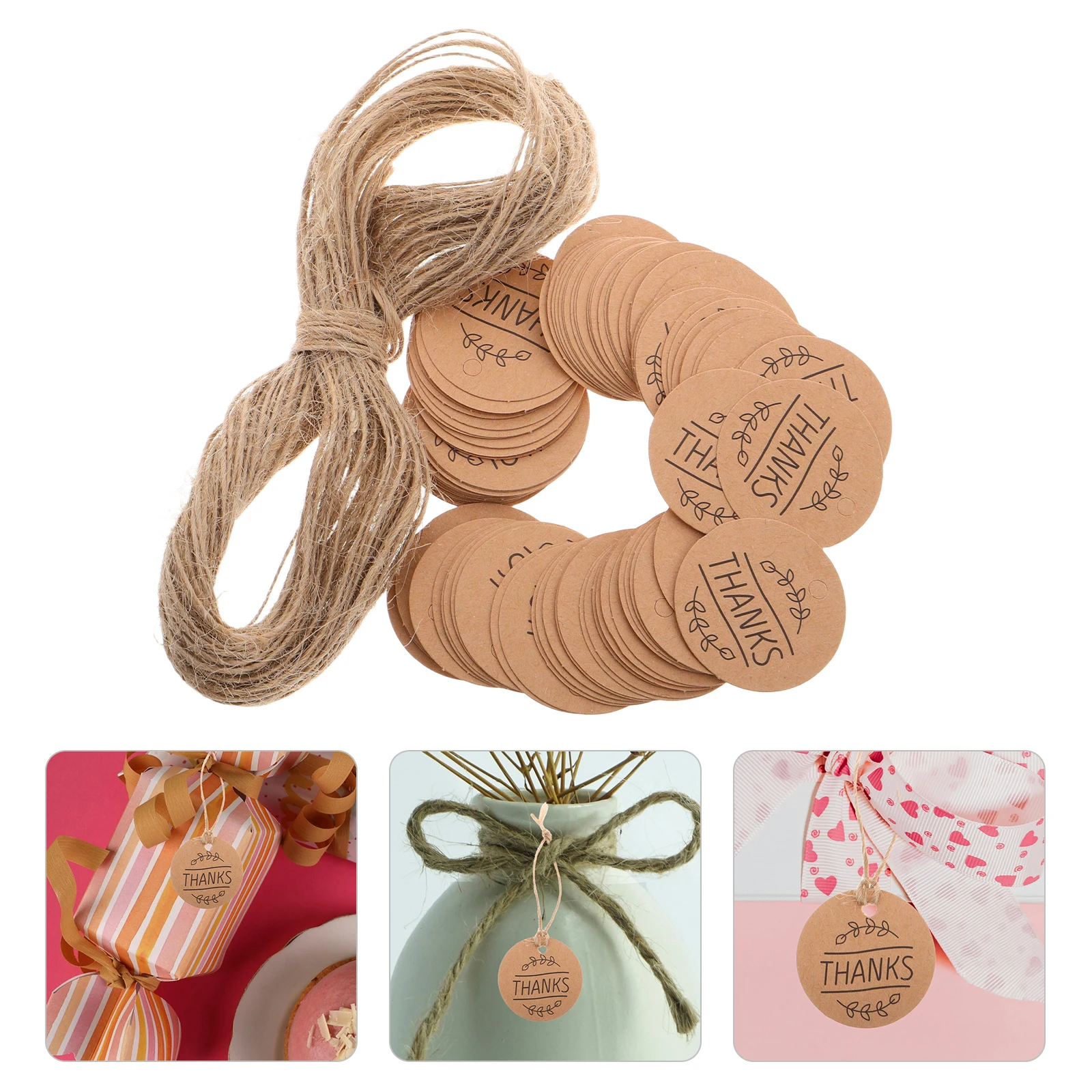 

300 Pcs Kraft Gift Tags Paper Diy Thank You Labels Small Light Brown Packaging Hanging Envelope