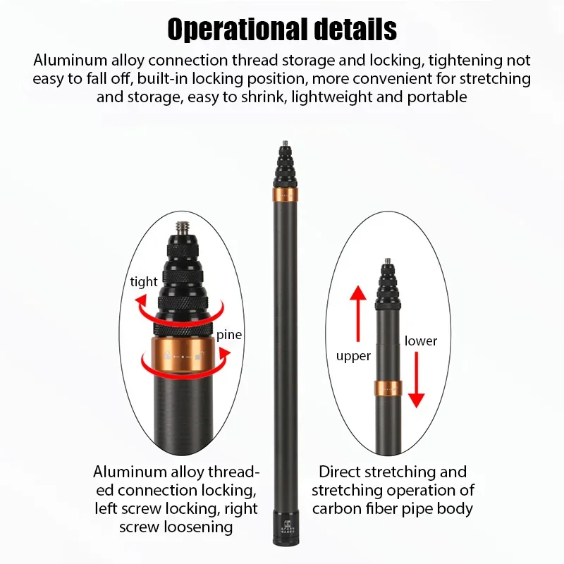 عصا سيلفي إصدار ممتد غير مرئي من ألياف الكربون لملحقات Insta360 X3 GO 3 Action 4 لعصا سيلفي GoPro