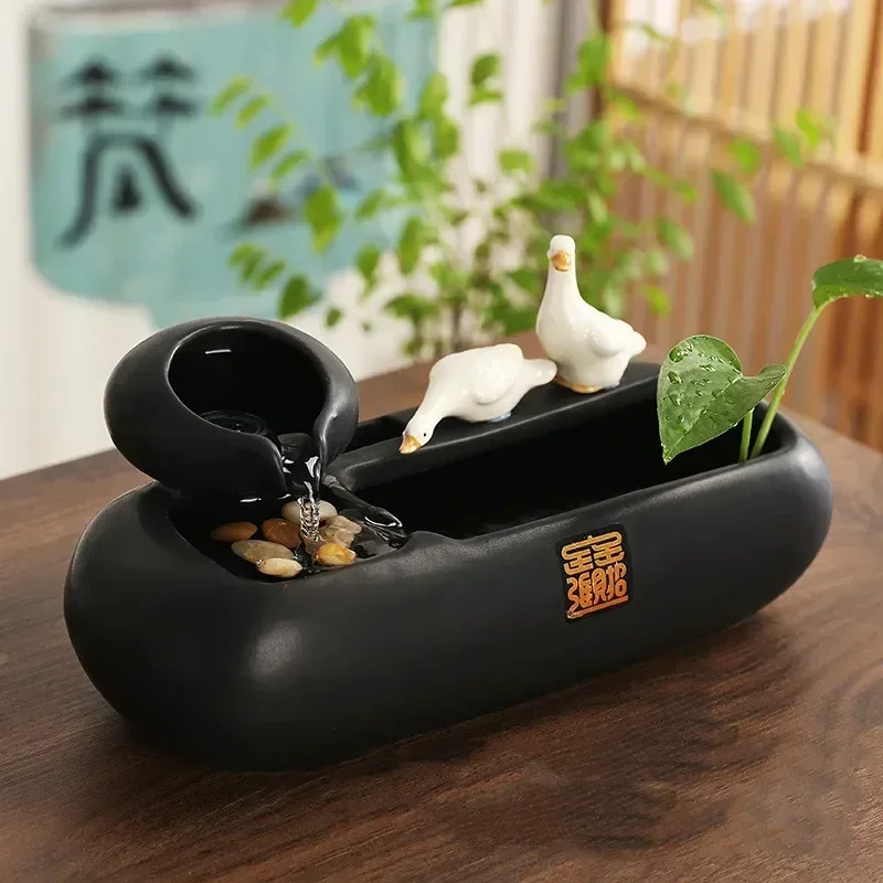 Ceramic Water Fountain for Cats and Dogs,Desktop Waterfall,Pottery Cat Bowl,Pet Waterer Dispenser Dog water Bowl Pet Accessories