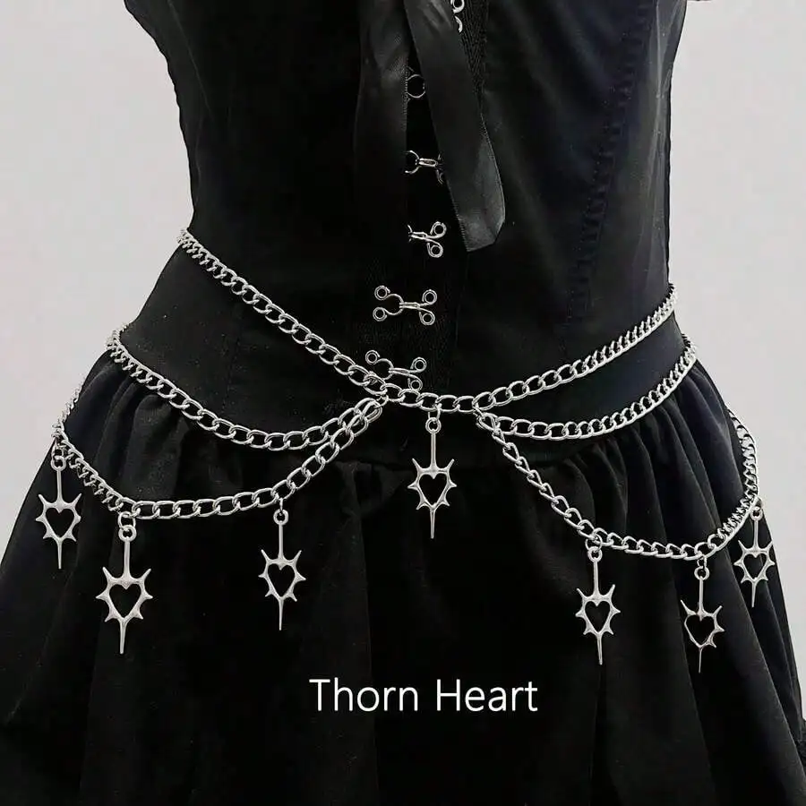 

Punk Goth Steam Punk Five-Pointed Star Waist Chain, JK Accessory Skirt Chain, Subculture Waist Belt, Y2K Summer, School Fall, Autumn, Halloween