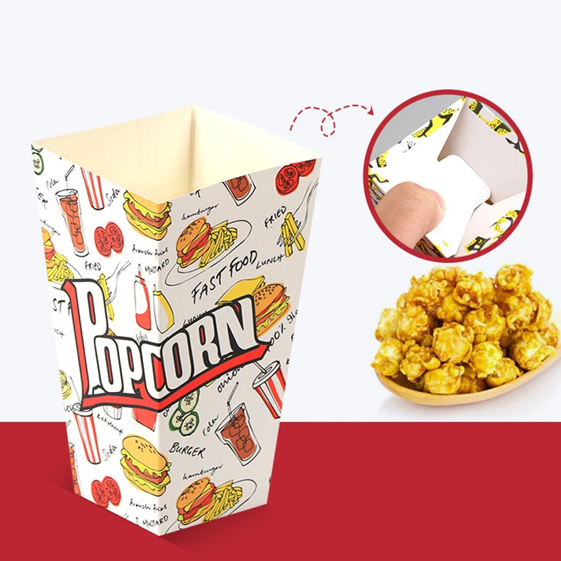 10/20/30pcs Popcorn Buckets Container Holder Paper Cup Popcorn Boxes for Theme Birthday Parties Decoration Popcorn Box