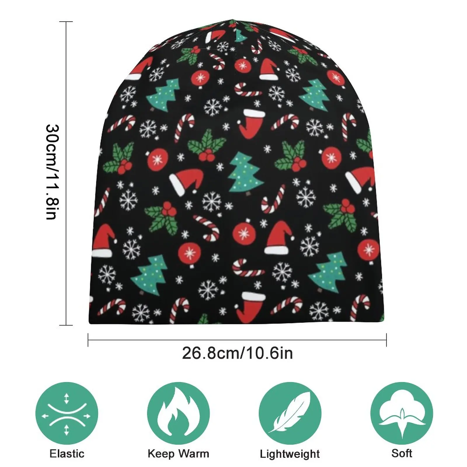 Christmas Print Beanie Hats Snowflake And Tree Bonnet Hats Unisex Adult Street Y2K Gym Knit Hat Spring Graphic Warm Caps