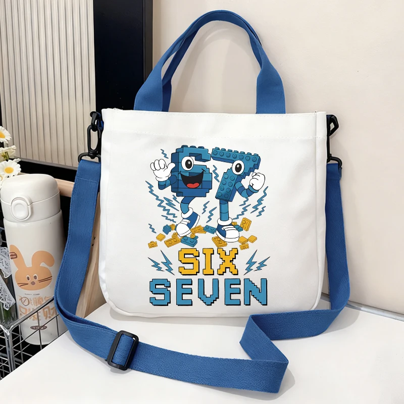 

Холщовая сумка через плечо Steal A Brainrot, аниме 67, сумки через плечо Six Seven, значимая большая модная простая большая сумка, подарок для мальчиков и девочек