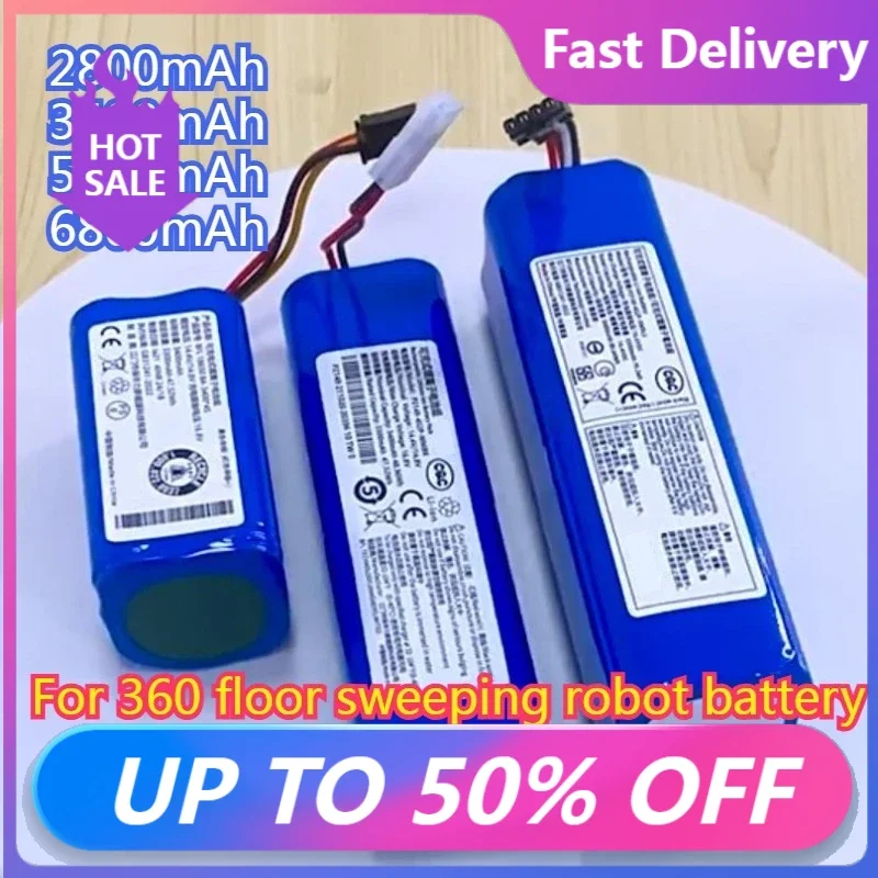 2026 New 2800mAh 3400mAh 5600mAh 6800mAh Battery Suitable for 360 Floor Sweeping Robot Battery X90 X95 S5 S7 S2 T90 S6 C50Fast D