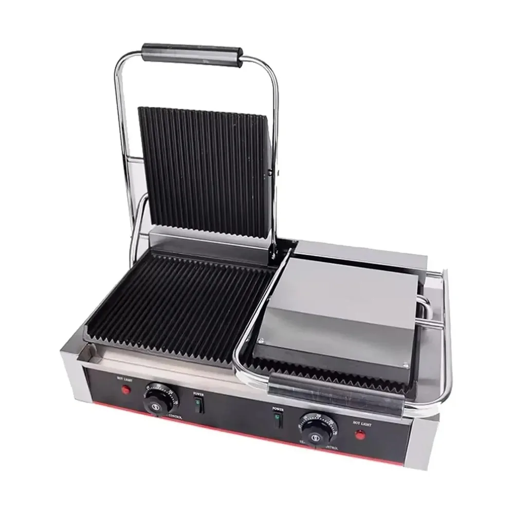 معدات المطبخ، شواية لحم البقر الكهربائية، سطح الطاولة، شواء البرجر، لوحة كهربائية مزدوجة الاتصال