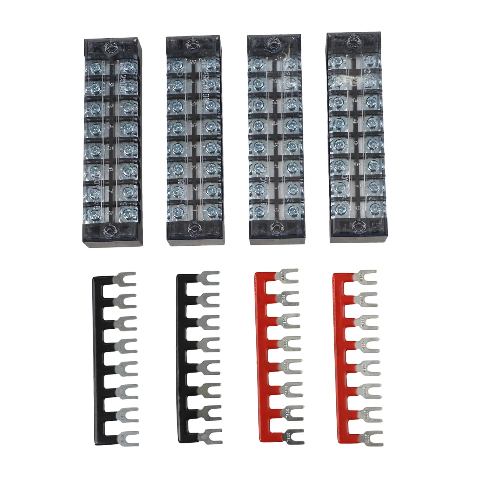 600V 25A Double Row Terminal Block Assembly with Busbar Connection Points for Industrial Electrical Installations