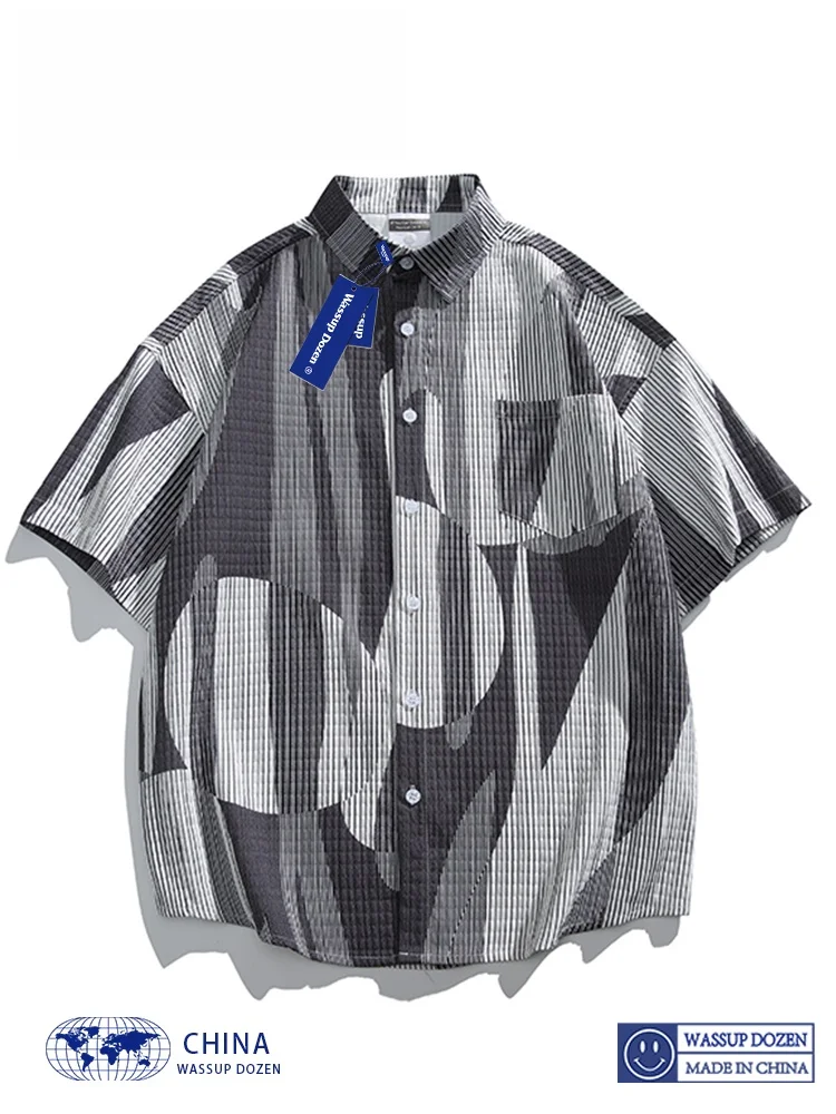 

Мужская летняя повседневная пляжная одежда Wassup Dozen Loose Fit ort Sve Hawaiian Sle из полиэфирного волокна молодежная трендовая пляжная одежда