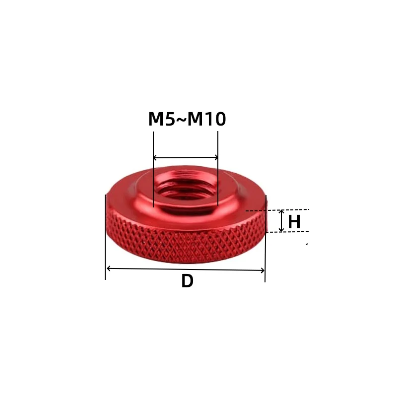 2pcs Aluminum Alloy Profile Small Thin Thumb Nuts M5 M6 M8 M10 Step Knurled Manual Hand Tighten Nut (Black/Red/Aluminum Color)
