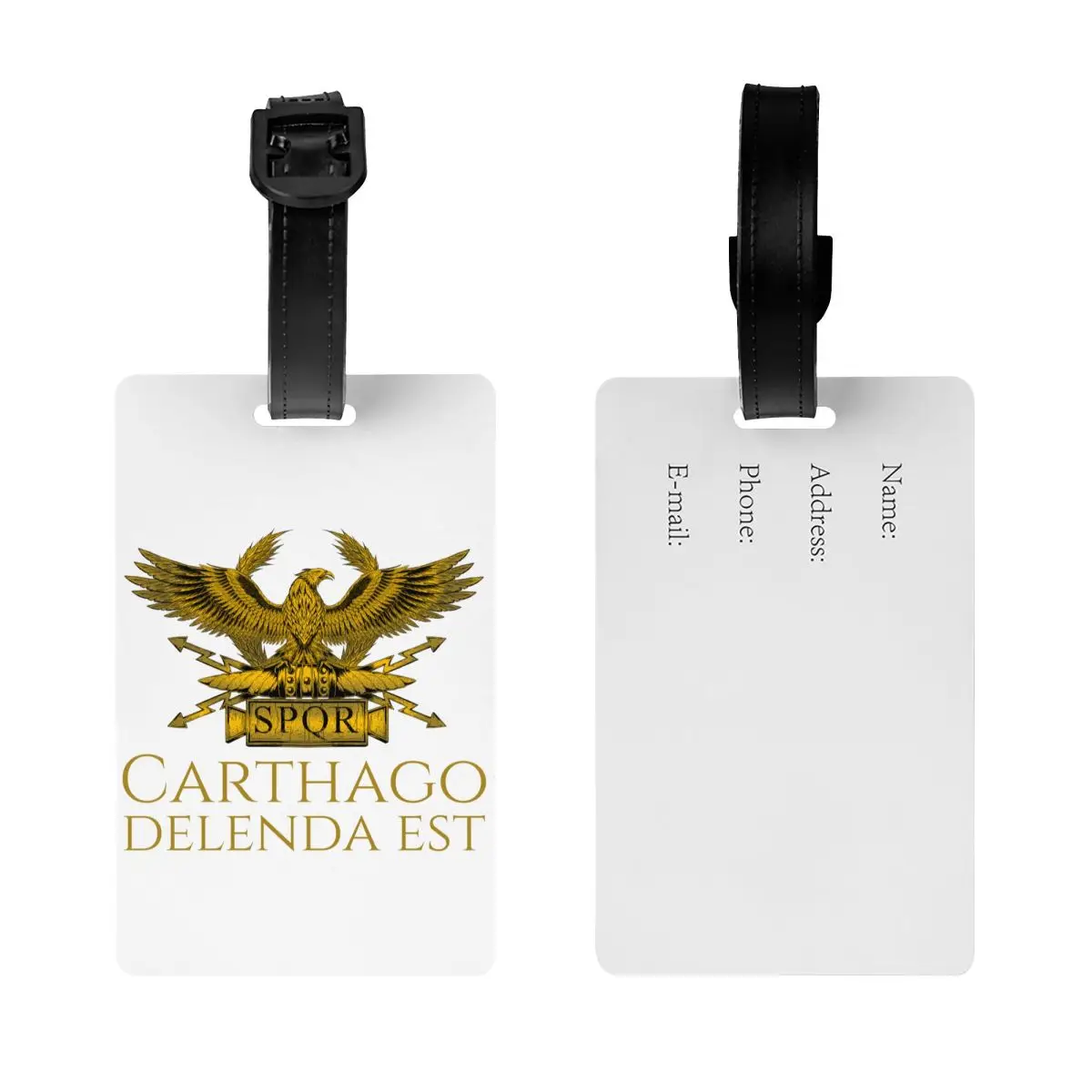 Classical Roman  Carthago Delenda Est Latin Quote Luggage Tag Imperial Golden Eagle Travel Bag Suitcase Privacy Cover ID Label