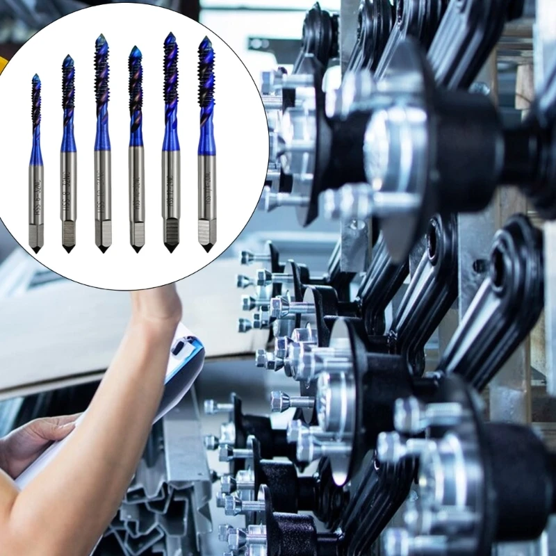 6Pcs Thread Spirals Screw Metric Composite Tap Drill Bit Woodworking Tool High 203C