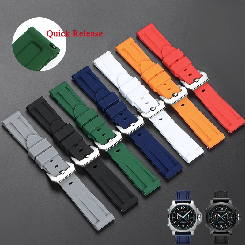 For Panerai PAM Silicone Strap 20mm 22mm 24mm 26mm Waterproof Quick Release Band Universal Men Sport Replacement Rubber Bracelet