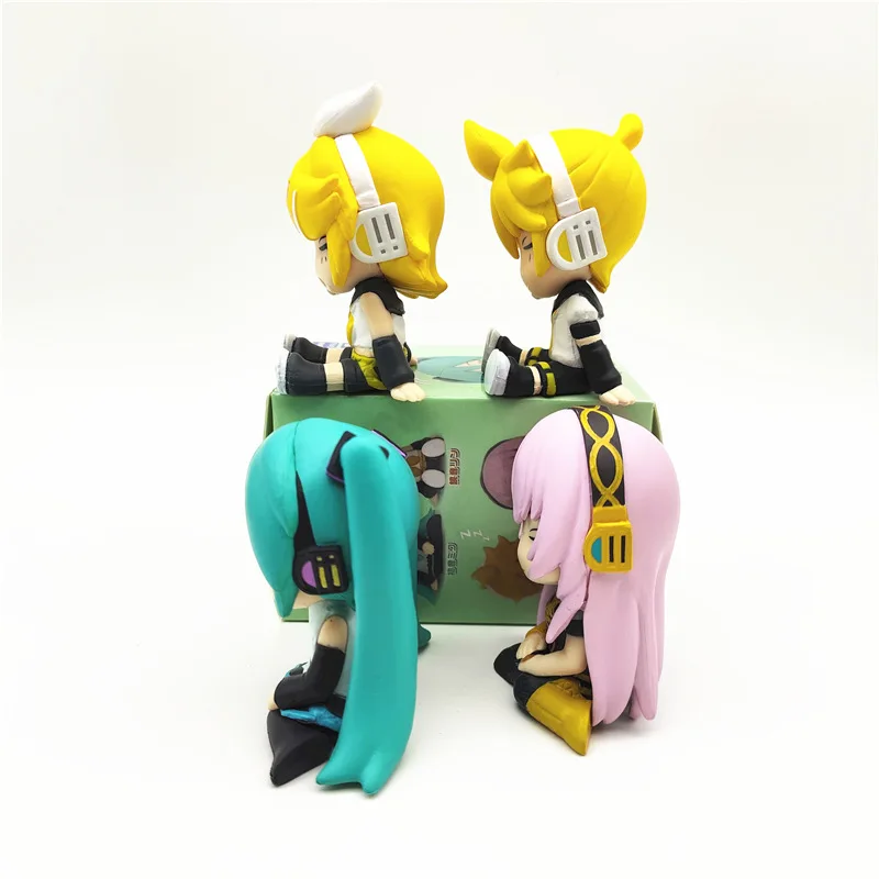 4 Pcs/Set Hatsune Miku Kagamine Rin/Len Megurine Luka Figure Shoulder Sleep Doll Anime Kawaii Model Ornaments Toys Gifts