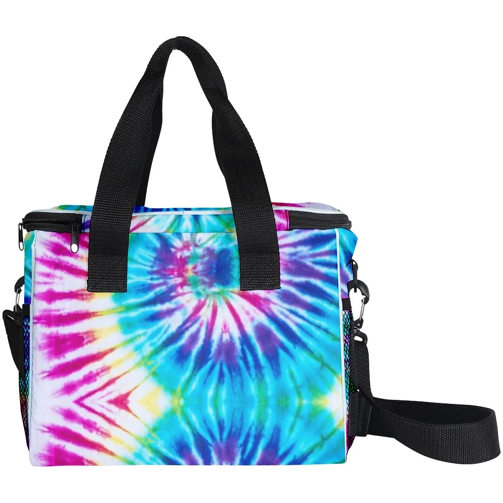 Classic Popular Cool picnic Crossbody Tie-dye Colorful More Big Lunch Bag 3D Printed Thermal insulation Food Handbags Ice Bags