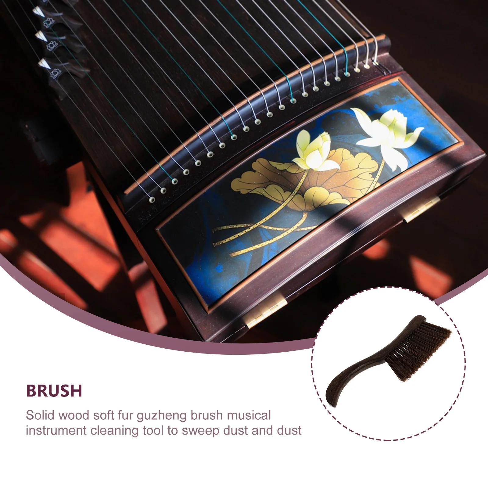 

1Pcs Guzheng Cleaning Brush Dark Brown Professional Durable Instrument Cleaner Dust Removal Brush for Guzheng Guqin Dulcimer