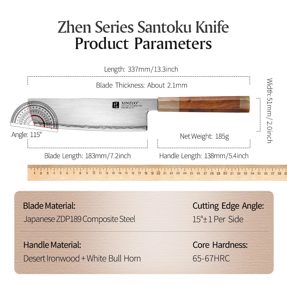 XINZUO 7.2\'\' Nakiri Knife  Japanese ZDP-189 Power Steel Stainless Steel Ultra Sharp Kitchen Tool Exquisite Paulownia Wood Box