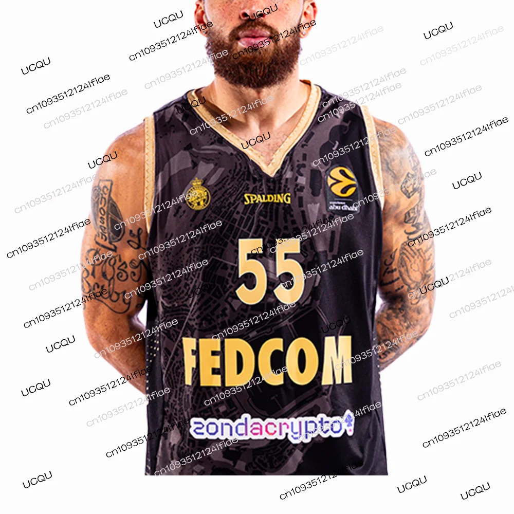 2025 AS Monaco Basketball Jersey Adult Men's Basketball Sports Vest Kids Basketball Training Uniform Fan-Specific Jersey Kit