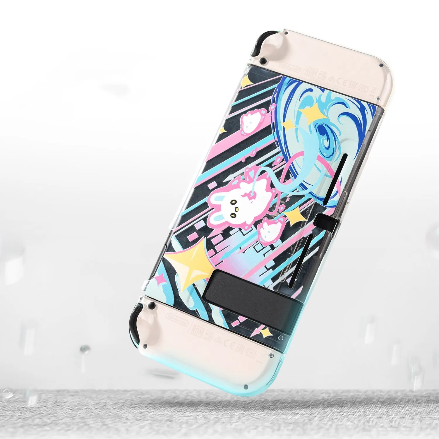 GeekShare 닌텐도 스위치 보호 커버, NS 분할 투명 TPU 소프트 쉘, 초박형 핸들 커버, 게임 콘솔 액세서리