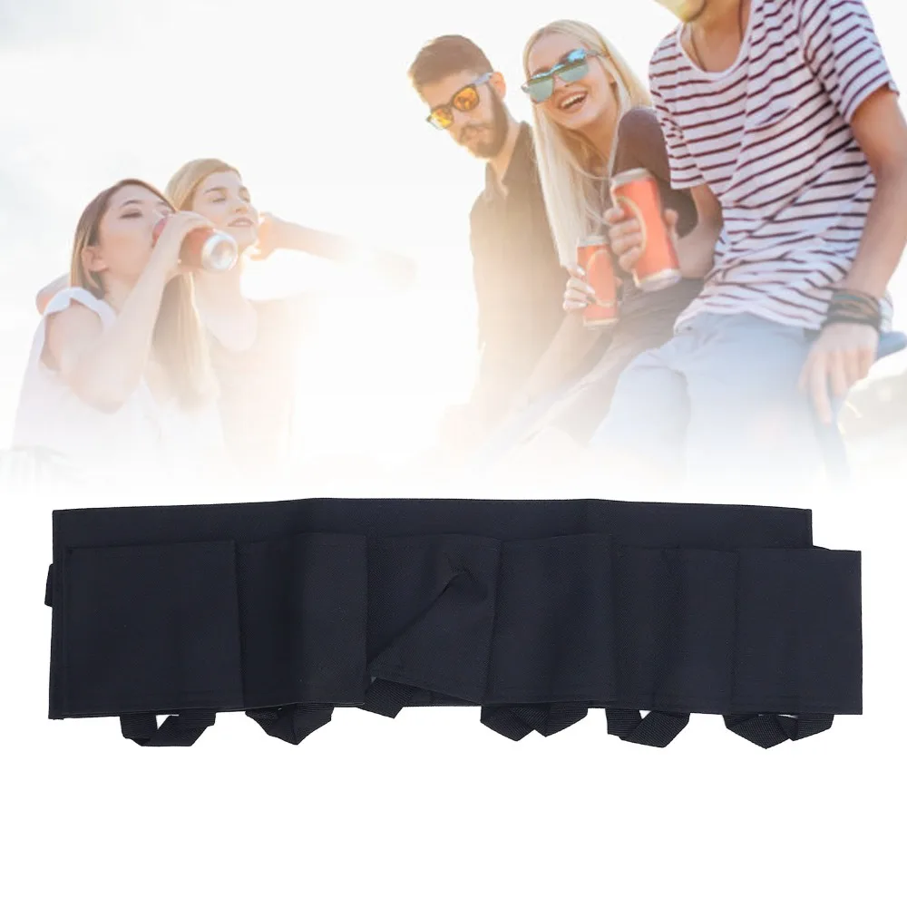 1pcs/ 2pcs Oxford Cloth Beer Belt Bag 6 Pack Adjustable Beer Can Holder Can Size Waist Strap Beer Waist Holder Parties