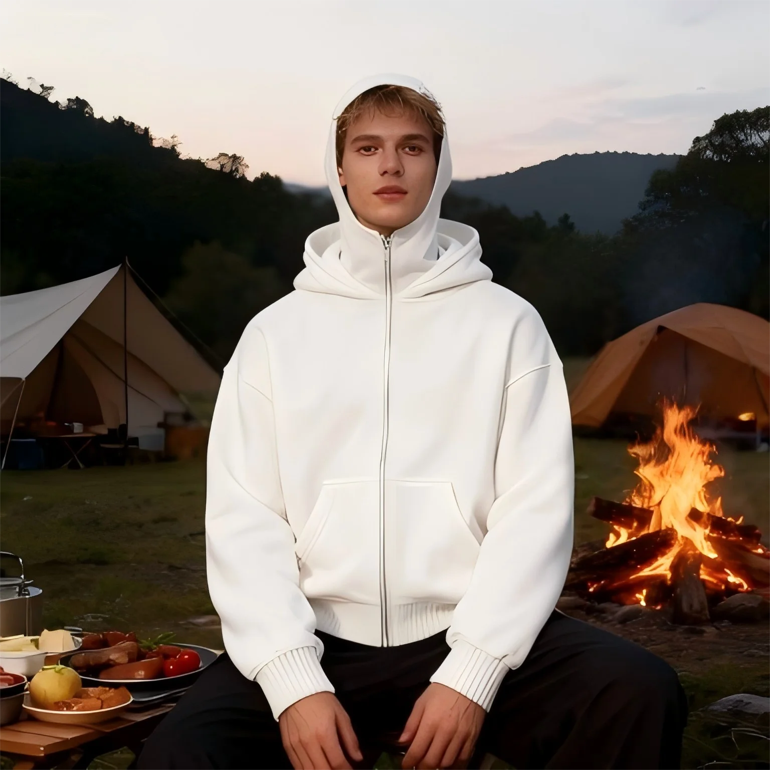 2026 New Men and women Balaclava Y2K Gothic Harajuku winter item double hooded sweatshirt men's hooded mask zipper sportswear