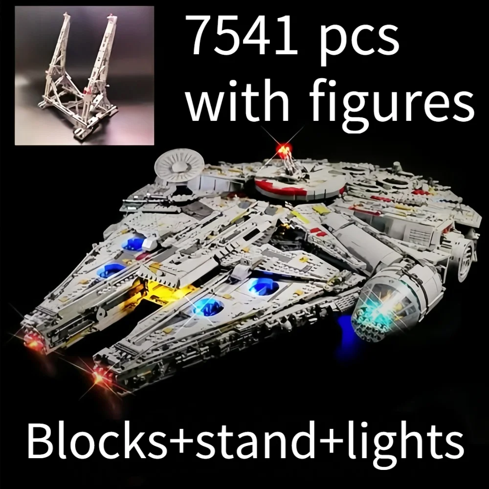 Un NUOVO Spazio 7541 Pezzi Falcon Nave Building Blocks Mattoni Ragazzo Adulto Milenario Guerra Veicolo Spaziale per Regali Di Compleanno Di Natale