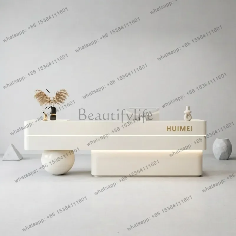 YJ Display Beauty Reception Desks Drawers Large Indoor Luxury White Reception Desks Salon Modern Empfangstresen Theke Furniture