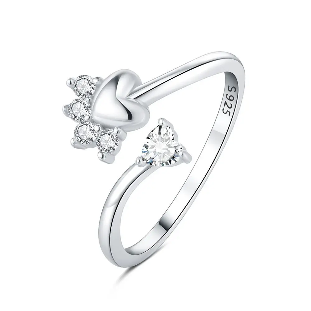 

Orstarry S925 Sterling Silver Love Claw Love Zircon Opening Ring For Women Original Finger Ring Jewelry Party Fine Trendy Gifts
