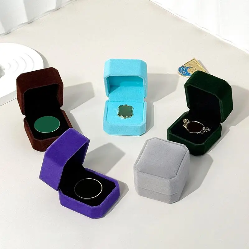 Jewelry Ring Display Case Earring Storage Organizer Portable Square Lid Open Jewelry Earrings Packaging Gift Box