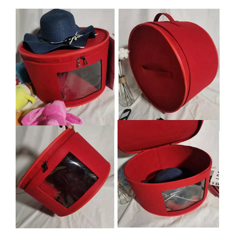 

A64K 3X Hat Box Organizer Round Travel Hat Boxes Foldable Hat Storage Bag With Lid Large Hat Storage Box Hat Boxes D
