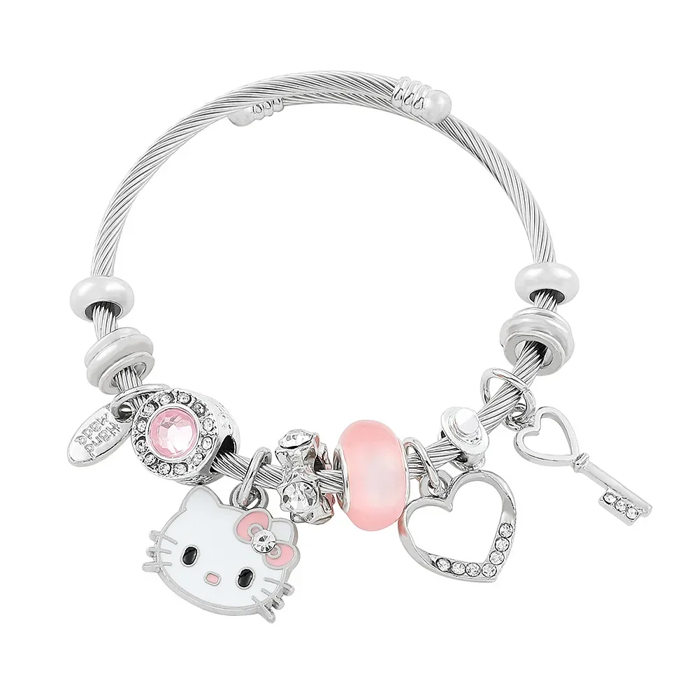 Kawaii Cute AnimePeripheral Cartoon Y2K Fashion Hello Kitty String of Beads Bracelet Pendant Schoolgirl Accessory Festivals Gift