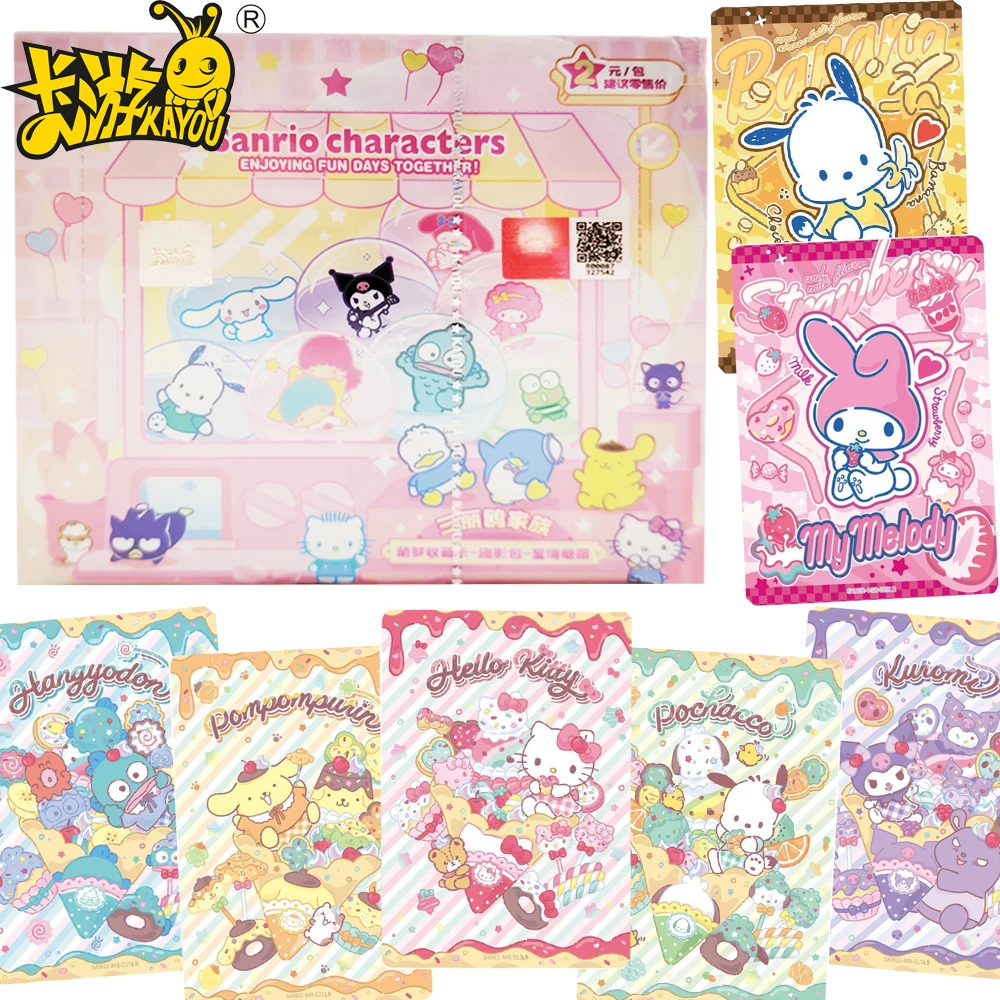 

KAYOU Original Sanrio Characters Collection Cards Japanese Popular Cartoon IP Colorful Fruit Dessert Visual Feast Cards Gifts
