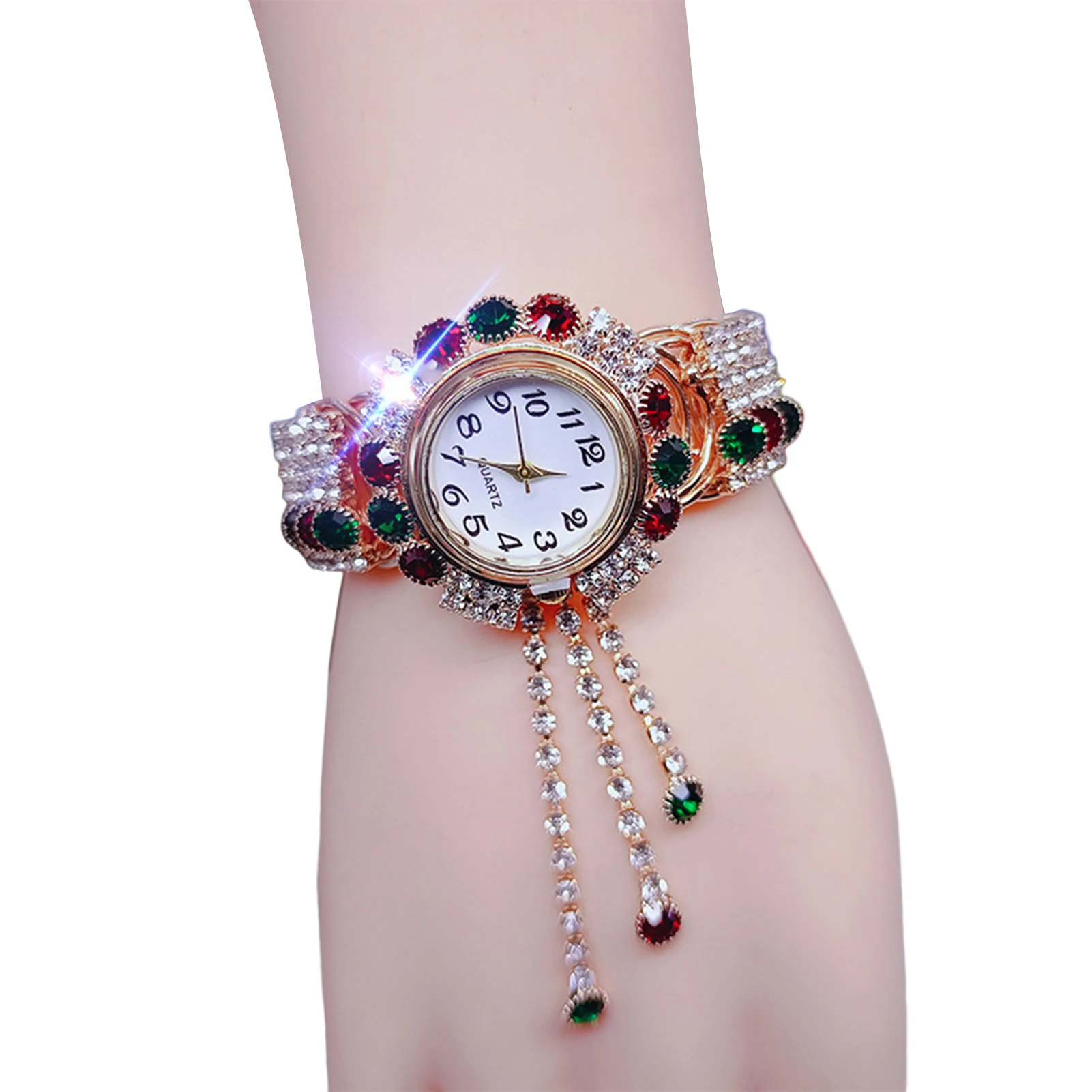 

Classic Casual Elegant Watch Colorful Tassel Metal Strap Watch for Indoor Activities or Daily Use