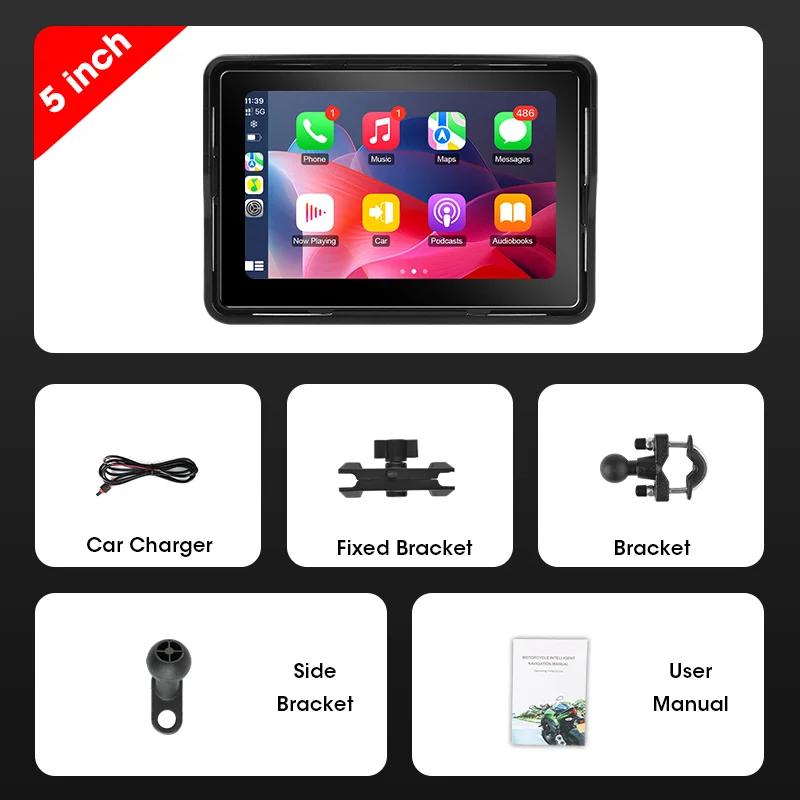 Motorfiets Carplay Android Auto GPS-navigatie Draagbare 7-inch IP67 Waterdichte Moto-accessoires Scherm Multimediaspeler