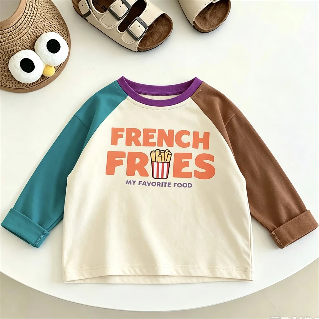 Round Neck Base Shirt Long-sleeved TShirt Unisex Clothes Children's Spring Summer Loose Wear Thin Tees Simple Versatile Tops