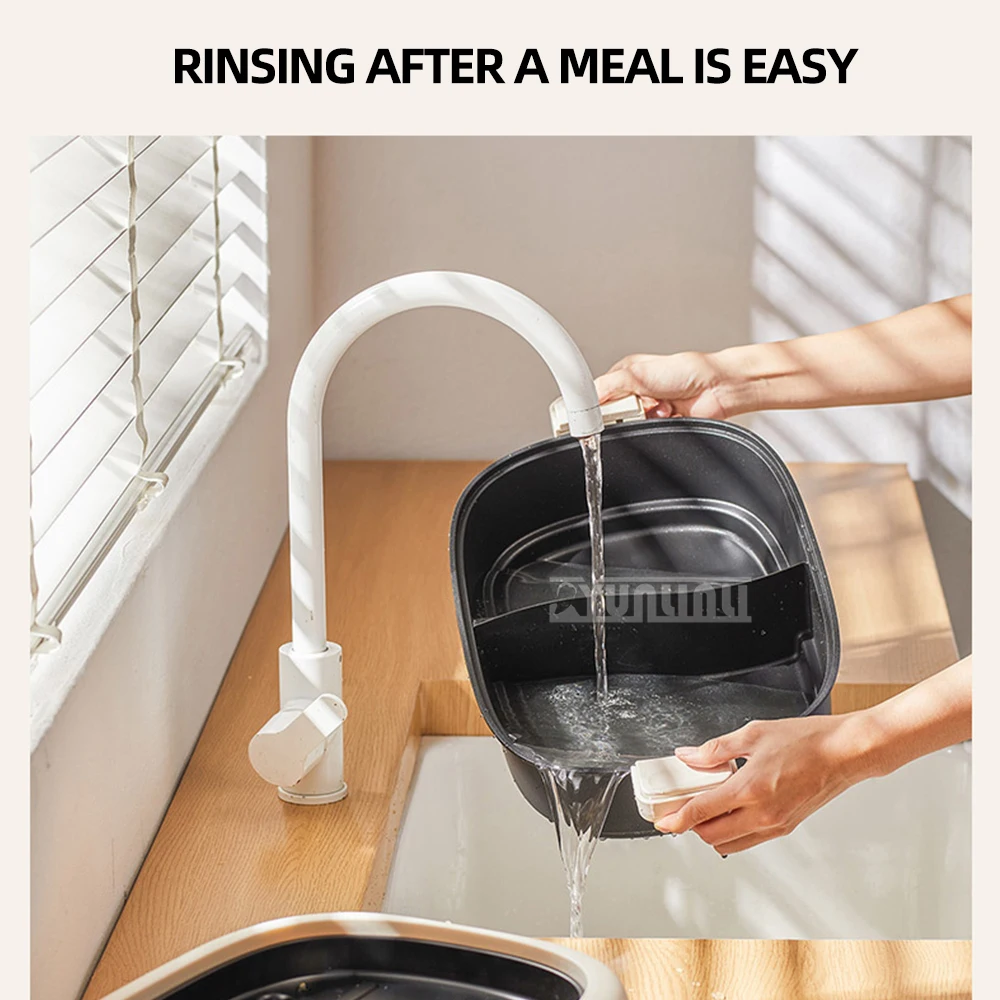   7L سبليت الكهربائية إناء/ قدر طباخ متعدد الوظائف وعاء الطبخ التحكم في درجة الحرارة المنزلية مقلاة كهربائية