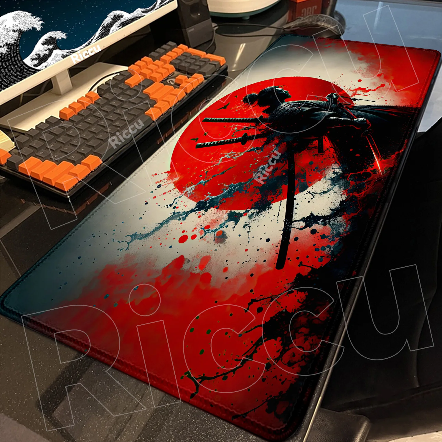 Mouse Pad Gamer Samurai Warrior Computer Accessories Keyboard Table Mat Black Mousepad Company Gaming Laptop Desk Accessory Pc