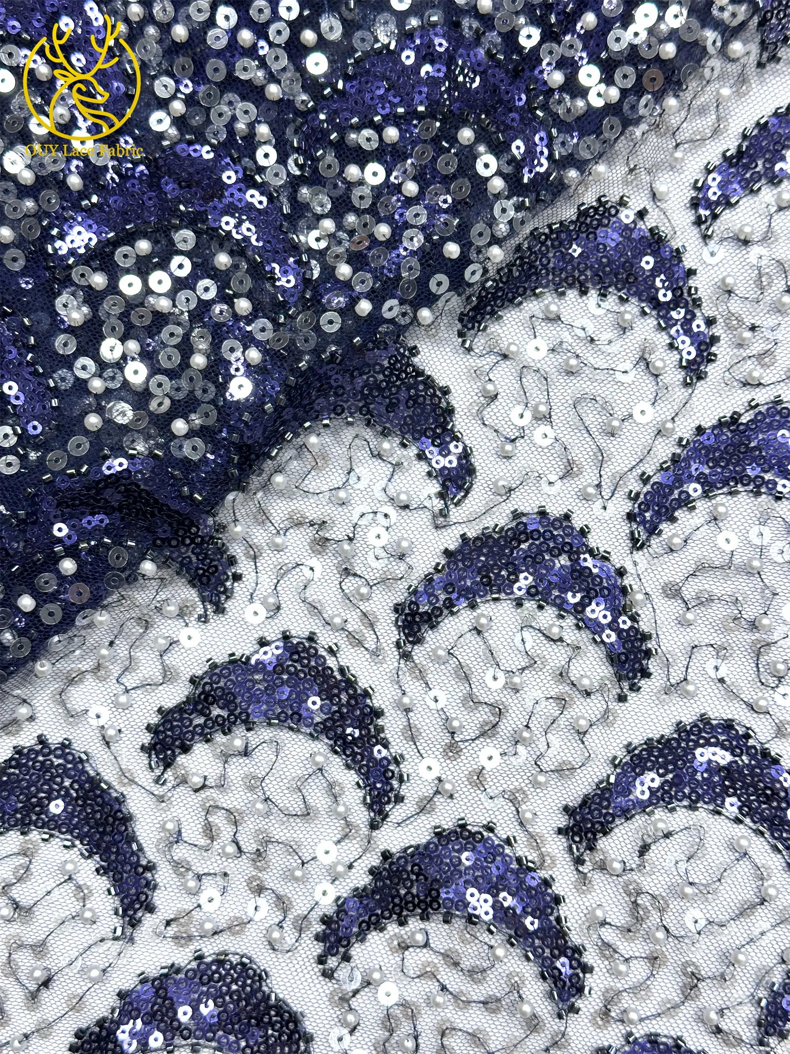 2026 Afrikanischer Pailletten-Spitzenstoff 5 Yards Hochwertiger Nigerianischer Perlen-Tüll-Spitzenstoff Geeignet für Hochzeitskleider-Näharbeiten – Detail 25