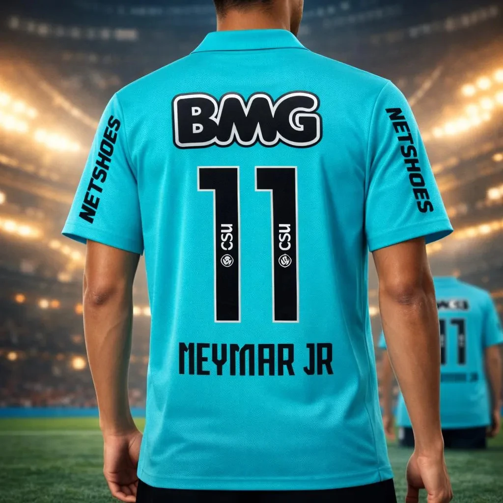 Neymar Santos Fußballtrikot - 3D-Gedrucktes Fußballtrikot für Herren und Damen, Atmungsaktiv und Bequem – Detail 3