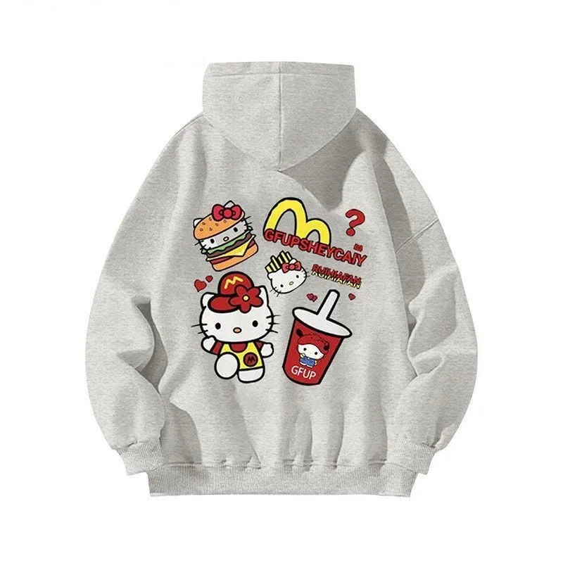 Sanrio Hello Kitty Hoodies For Woman Men Cartoon Anime Printed Pullovers Loose Y2k Harajuku Hooded Sweatshirt Cute Lolita Hoodie