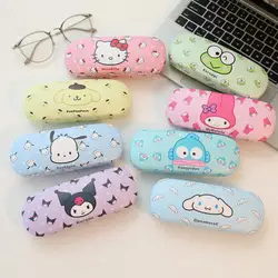 Cartoon Sanrio Glasses Case Hello Kittys Accessories Cute Kawaii Anime Pu Student Portable Glasses Organizer Toys for Girls Gift