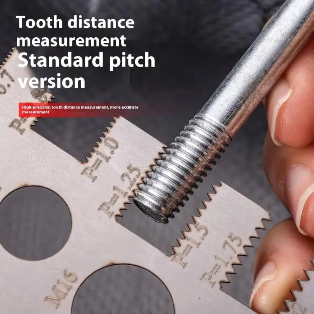مقياس ومدقق لخيط متري من الفولاذ المقاوم للصدأ - أداة قياس دقيقة للمسامير والمسامير والصواميل وخيوط التصنيع ﻿