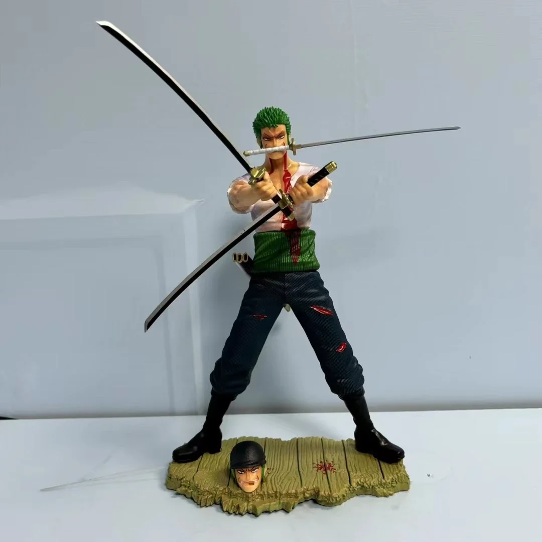 New 33cm Pvc One Piece Anime Characters Figure Roronoa Zoro Vs. Hawkeye Gk Model Statue Collection Decoration Ornament Model Toy