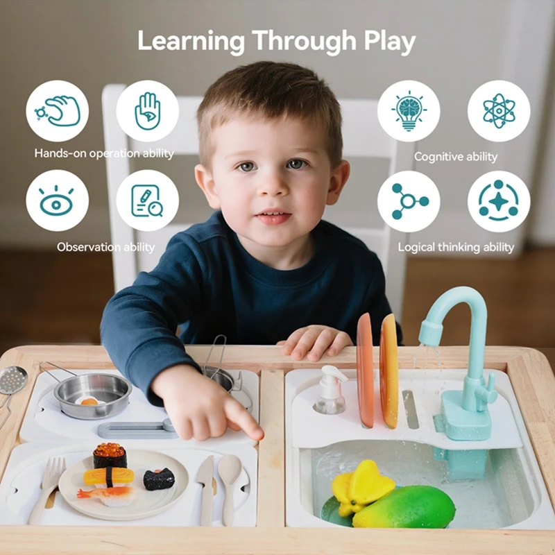BPA-vrije houten activiteitentafelaccessoires Zintuiglijke fijne motoriek Training Familie Rollenspel Speelgoed Vroeg leren Speelgoed Geschenken