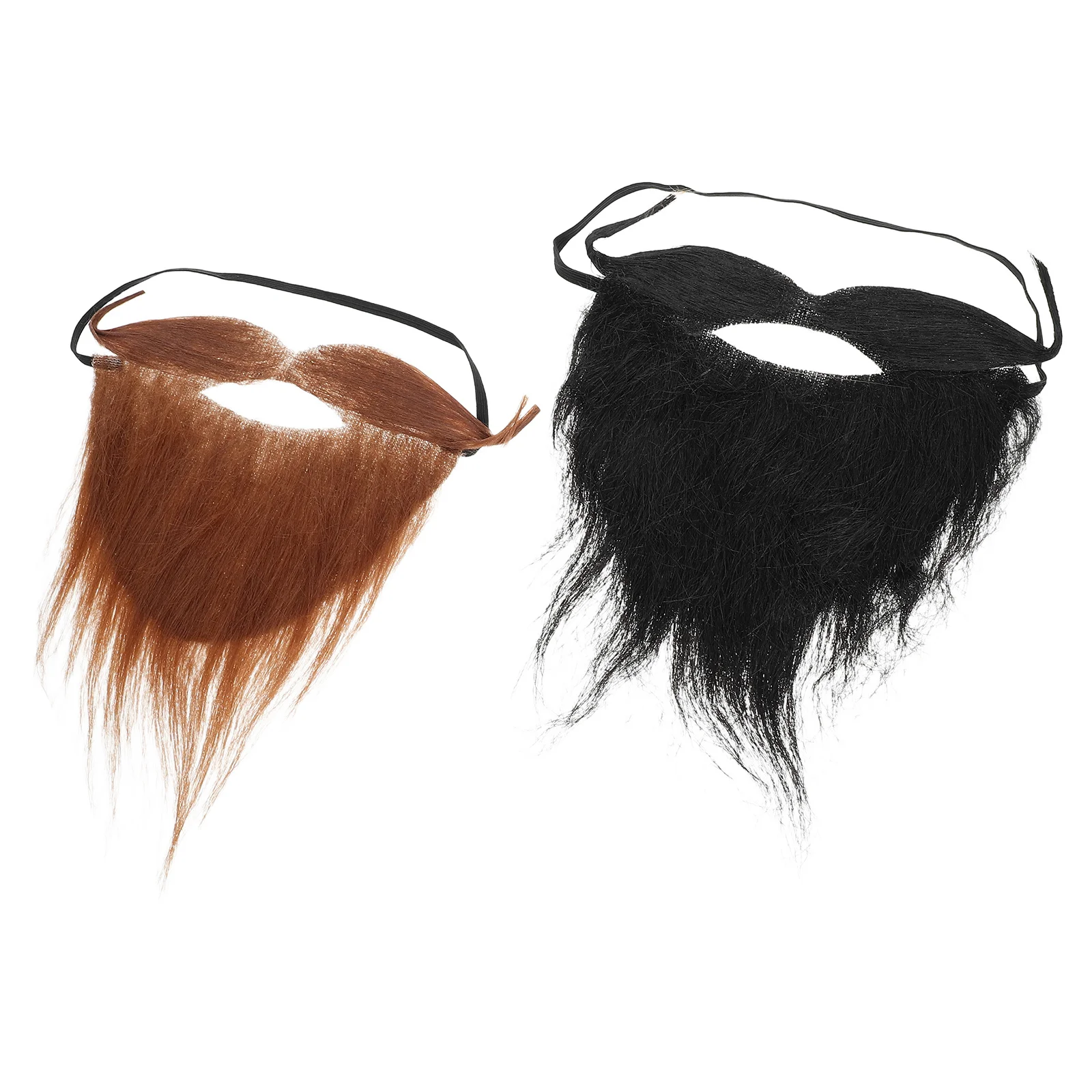 Barba finta da 2 pezzi: barba da festa in poliestere leggero per costume cosplay di Halloween Accessorio per travestimento da uomo realistico marrone