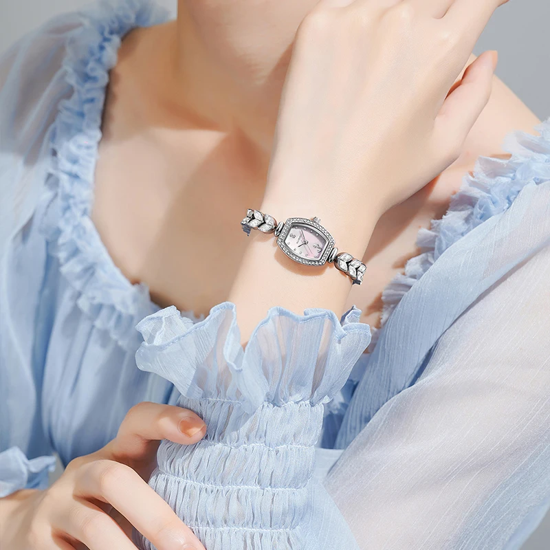 GUANQIN Luxury Quartz Watch for Women Mermaid Collection Mother-of-Pearl Dial Stainless Steel Case 30M Waterproof Lady Watches