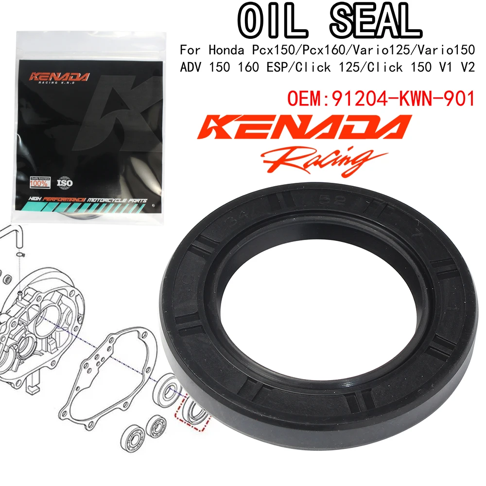 

KENADA Racing Original Roda Belakan OIL SEAL OEM 91204-KWN-901 For Honda 34x52x7 Pcx150 160/Vario125/ADV150 160/Click 125 150