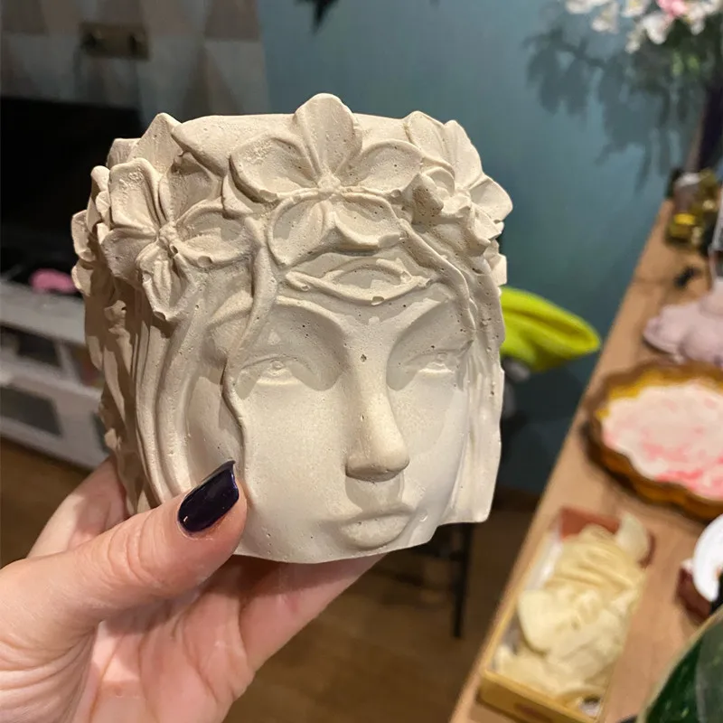 3d silicone moldes menina avatar sílica gel molde suculento planta pote casa decoração diy cacto gesso argila resina artesanato