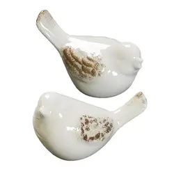 Bird Figurine Ceramic Art Gift Modern Porcelain Crafts Small Animal Ornament for Office Garden Shelf Desktop Display Country